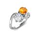 3 - Velona 2.05 ctw IGI Certified Oval Shape Lab Grown Diamond (8.5 x 6 mm) and Cushion Shape Citrine (6 mm) Women Toi Et Moi Wave Engagement Ring 