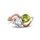 1 - Velona 2.30 ctw IGI Certified Oval Shape Lab Grown Diamond (8.5 x 6 mm) and Cushion Shape Peridot (6 mm) Women Toi Et Moi Wave Engagement Ring 