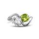 1 - Velona 2.30 ctw IGI Certified Oval Shape Lab Grown Diamond (8.5 x 6 mm) and Cushion Shape Peridot (6 mm) Women Toi Et Moi Wave Engagement Ring 