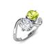 3 - Velona 2.30 ctw IGI Certified Oval Shape Lab Grown Diamond (8.5 x 6 mm) and Cushion Shape Peridot (6 mm) Women Toi Et Moi Wave Engagement Ring 