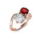 3 - Velona 2.40 ctw IGI Certified Oval Shape Lab Grown Diamond (8.5 x 6 mm) and Cushion Shape Red Garnet (6 mm) Women Toi Et Moi Wave Engagement Ring 