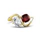 1 - Velona 2.40 ctw IGI Certified Oval Shape Lab Grown Diamond (8.5 x 6 mm) and Cushion Shape Red Garnet (6 mm) Women Toi Et Moi Wave Engagement Ring 