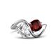 1 - Velona 2.40 ctw IGI Certified Oval Shape Lab Grown Diamond (8.5 x 6 mm) and Cushion Shape Red Garnet (6 mm) Women Toi Et Moi Wave Engagement Ring 