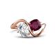 1 - Velona 2.40 ctw IGI Certified Oval Shape Lab Grown Diamond (8.5 x 6 mm) and Cushion Shape Rhodolite Garnet (6 mm) Women Toi Et Moi Wave Engagement Ring 
