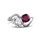1 - Velona 2.40 ctw IGI Certified Oval Shape Lab Grown Diamond (8.5 x 6 mm) and Cushion Shape Rhodolite Garnet (6 mm) Women Toi Et Moi Wave Engagement Ring 