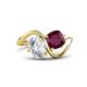 1 - Velona 2.40 ctw IGI Certified Oval Shape Lab Grown Diamond (8.5 x 6 mm) and Cushion Shape Rhodolite Garnet (6 mm) Women Toi Et Moi Wave Engagement Ring 