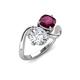 3 - Velona 2.40 ctw IGI Certified Oval Shape Lab Grown Diamond (8.5 x 6 mm) and Cushion Shape Rhodolite Garnet (6 mm) Women Toi Et Moi Wave Engagement Ring 