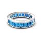 4 - Aira 5.25 ctw Emerald Shape Blue Topaz Women Stackable Eternity Band 