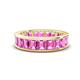 1 - Aira 5.25 ctw Emerald Shape Created Pink Sapphire Women Stackable Eternity Band 