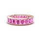 1 - Aira 5.25 ctw Emerald Shape Created Pink Sapphire Women Stackable Eternity Band 