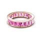 4 - Aira 5.25 ctw Emerald Shape Created Pink Sapphire Women Stackable Eternity Band 