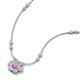 3 - Elira Fine Unseen 0.55 ctw Oval Shape Pink Sapphire accented Baguette & Round Natural Diamond Floral Necklace 