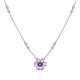 1 - Elira Fine Unseen 0.50 ctw Oval Shape Amethyst accented Baguette & Round Natural Diamond Floral Necklace 