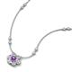 3 - Elira Fine Unseen 0.50 ctw Oval Shape Amethyst accented Baguette & Round Natural Diamond Floral Necklace 