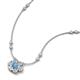 3 - Elira Fine Unseen 0.50 ctw Oval Shape Blue Topaz accented Baguette & Round Natural Diamond Floral Necklace 