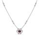 1 - Elira Fine Unseen 0.50 ctw Oval Shape Rhodolite Garnet accented Baguette & Round Natural Diamond Floral Necklace 