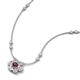 3 - Elira Fine Unseen 0.50 ctw Oval Shape Rhodolite Garnet accented Baguette & Round Natural Diamond Floral Necklace 