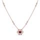 1 - Elira Fine Unseen 0.50 ctw Oval Shape Rhodolite Garnet accented Baguette & Round Natural Diamond Floral Necklace 