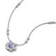 3 - Elira Fine Unseen 0.50 ctw Oval Shape Tanzanite accented Baguette & Round Natural Diamond Floral Necklace 