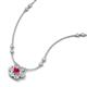 3 - Elira Fine Unseen 0.55 ctw Oval Shape Ruby accented Baguette & Round Natural Diamond Floral Necklace 