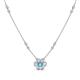 1 - Elira Fine Unseen 0.50 ctw Oval Shape Blue Topaz accented Baguette & Round Natural Diamond Floral Necklace 