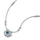 3 - Elira Fine Unseen 0.50 ctw Oval Shape London Blue Topaz accented Baguette & Round Natural Diamond Floral Necklace 