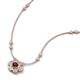 3 - Elira Fine Unseen 0.50 ctw Oval Shape Red Garnet accented Baguette & Round Natural Diamond Floral Necklace 