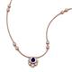 3 - Avira Fine Unseen 0.30 ctw Pear Shape Blue Sapphire accented Round Natural Diamond Floral Necklace 