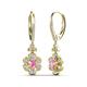 3 - Naira Fine Unseen 1.00 ctw Oval Shape Pink Sapphire accented Round & Baguette Natural Diamond Floral Dangle Earrings 