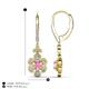 4 - Naira Fine Unseen 1.00 ctw Oval Shape Pink Sapphire accented Round & Baguette Natural Diamond Floral Dangle Earrings 