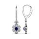 1 - Naira Fine Unseen 1.00 ctw Oval Shape Blue Sapphire accented Round & Baguette Natural Diamond Floral Dangle Earrings 