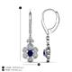 4 - Naira Fine Unseen 1.00 ctw Oval Shape Blue Sapphire accented Round & Baguette Natural Diamond Floral Dangle Earrings 