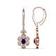 1 - Naira Fine Unseen 1.00 ctw Oval Shape Blue Sapphire accented Round & Baguette Natural Diamond Floral Dangle Earrings 