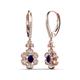 3 - Naira Fine Unseen 1.00 ctw Oval Shape Blue Sapphire accented Round & Baguette Natural Diamond Floral Dangle Earrings 