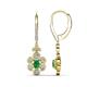 1 - Naira Fine Unseen 0.90 ctw Oval Shape Emerald accented Round & Baguette Natural Diamond Floral Dangle Earrings 