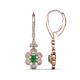1 - Naira Fine Unseen 0.90 ctw Oval Shape Emerald accented Round & Baguette Natural Diamond Floral Dangle Earrings 