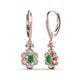 3 - Naira Fine Unseen 0.90 ctw Oval Shape Emerald accented Round & Baguette Natural Diamond Floral Dangle Earrings 