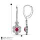 4 - Naira Fine Unseen 1.00 ctw Oval Shape Ruby accented Round & Baguette Natural Diamond Floral Dangle Earrings 