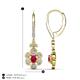 4 - Naira Fine Unseen 1.00 ctw Oval Shape Ruby accented Round & Baguette Natural Diamond Floral Dangle Earrings 