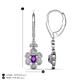 4 - Naira Fine Unseen 0.90 ctw Oval Shape Amethyst accented Round & Baguette Natural Diamond Floral Dangle Earrings 