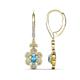 1 - Naira Fine Unseen 0.95 ctw Oval Shape Blue Topaz accented Round & Baguette Natural Diamond Floral Dangle Earrings 