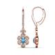 1 - Naira Fine Unseen 0.95 ctw Oval Shape Blue Topaz accented Round & Baguette Natural Diamond Floral Dangle Earrings 