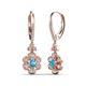 3 - Naira Fine Unseen 0.95 ctw Oval Shape Blue Topaz accented Round & Baguette Natural Diamond Floral Dangle Earrings 