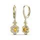 3 - Naira Fine Unseen 0.90 ctw Oval Shape Citrine accented Round & Baguette Natural Diamond Floral Dangle Earrings 