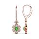 1 - Naira Fine Unseen 0.95 ctw Oval Shape Green Garnet accented Round & Baguette Natural Diamond Floral Dangle Earrings 