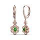 3 - Naira Fine Unseen 0.95 ctw Oval Shape Green Garnet accented Round & Baguette Natural Diamond Floral Dangle Earrings 