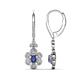 1 - Naira Fine Unseen 0.90 ctw Oval Shape Iolite accented Round & Baguette Natural Diamond Floral Dangle Earrings 