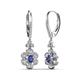 3 - Naira Fine Unseen 0.90 ctw Oval Shape Iolite accented Round & Baguette Natural Diamond Floral Dangle Earrings 