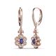 3 - Naira Fine Unseen 0.90 ctw Oval Shape Iolite accented Round & Baguette Natural Diamond Floral Dangle Earrings 