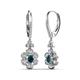 3 - Naira Fine Unseen 0.95 ctw Oval Shape London Blue Topaz accented Round & Baguette Natural Diamond Floral Dangle Earrings 